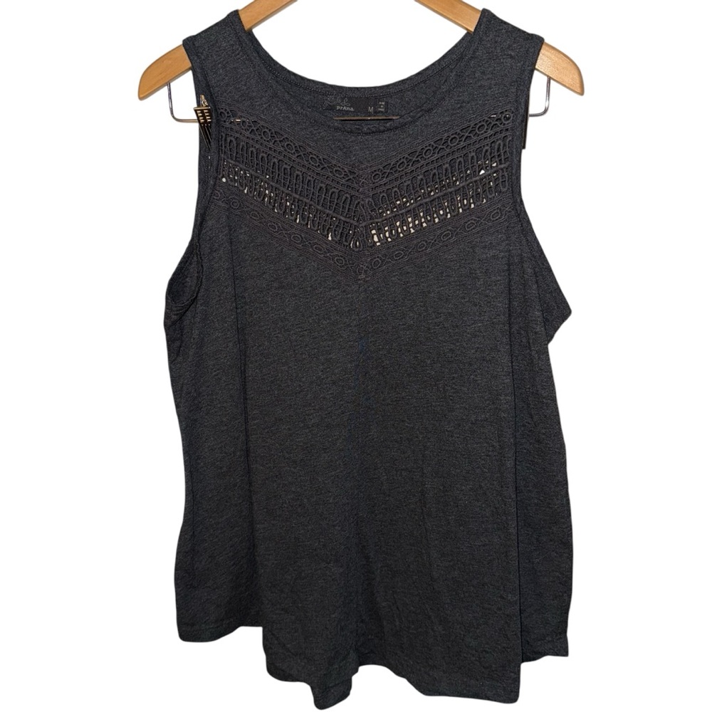 prAna Petra Swing Sleeveless Tank Top charcoal gray women’s sz Medium crochet